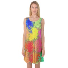 Colorful Paint Spots Sleeveless Satin Nightdress by LalyLauraFLM