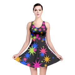 Colorful Stars Pattern Reversible Skater Dress by LalyLauraFLM