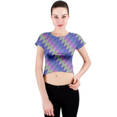 Diagonal Chevron Pattern Crew Neck Crop Top by LalyLauraFLM