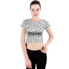 Cracked Abstract Print Texture Crew Neck Crop Top by dflcprintsclothing