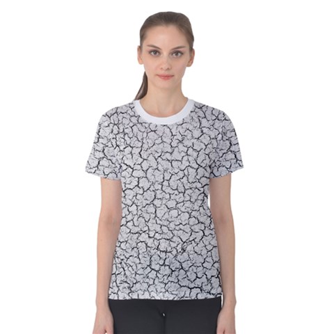 Cracked Abstract Print Texture Women s Cotton Tee by dflcprintsclothing