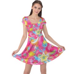 Hippy Peace Swirls Cap Sleeve Dress by KirstenStar