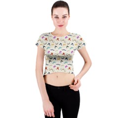 Mustaches Crew Neck Crop Top by boho