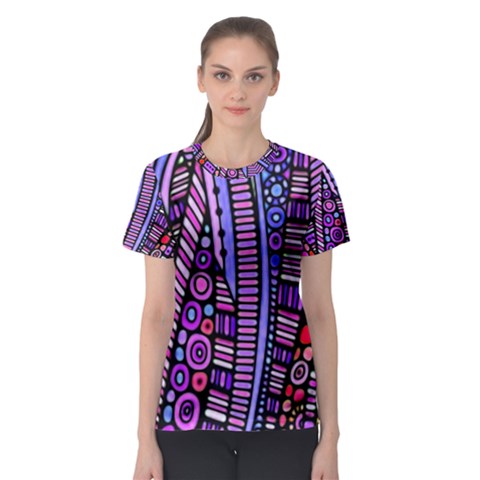 Stained Glass Tribal Pattern Women s Sport Mesh Tee by KirstenStar