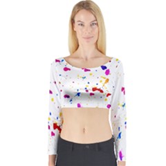 Multicolor Splatter Abstract Print Long Sleeve Crop Top (tight Fit) by dflcprintsclothing
