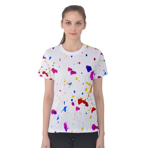 Multicolor Splatter Abstract Print Women s Cotton Tee by dflcprintsclothing