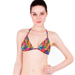 Colorful Floral Abstract Painting Bikini Top by KirstenStar