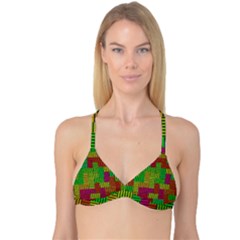 Colorful Stripes And Squares Reversible Tri Bikini Top by LalyLauraFLM