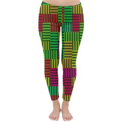 Colorful Stripes And Squares Winter Leggings by LalyLauraFLM