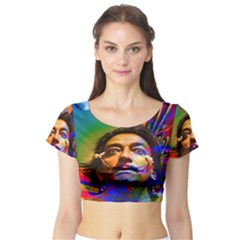 Dream Of Salvador Dali Short Sleeve Crop Top by icarusismartdesigns