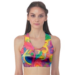Colorful Floral Abstract Painting Sports Bra by KirstenStar