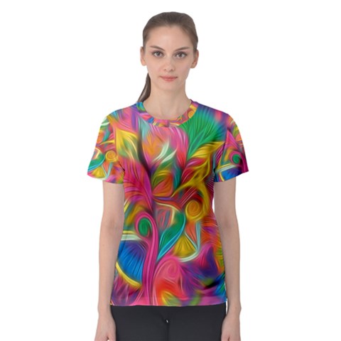 Colorful Floral Abstract Painting Women s Sport Mesh Tee by KirstenStarFashion