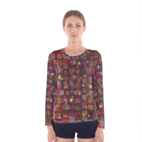 Floating Squares Women Long Sleeve T-shirt by LalyLauraFLM