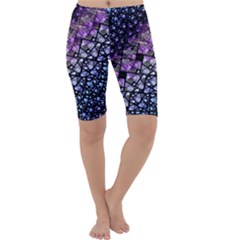 Dusk Blue And Purple Fractal Cropped Leggings  by KirstenStarFashion