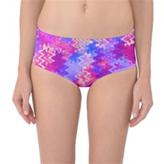 Pink And Purple Marble Waves Mid-waist Bikini Bottoms by KirstenStar