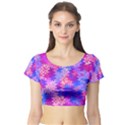 Pink and Purple Marble Waves Short Sleeve Crop Top View1