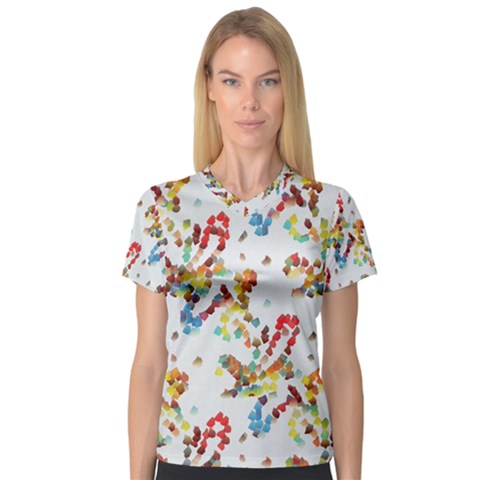 Colorful Paint Strokes Women s V-neck Sport Mesh Tee by LalyLauraFLM