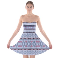 Fancy Tribal Border Pattern Blue Strapless Bra Top Dress by ImpressiveMoments