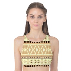 Fancy Tribal Border Pattern Beige Tank Bikini Top by ImpressiveMoments