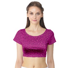 Sparkling Glitter Pink Short Sleeve Crop Top by ImpressiveMoments