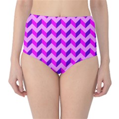 Modern Retro Chevron Patchwork Pattern High-waist Bikini Bottoms by GardenOfOphir