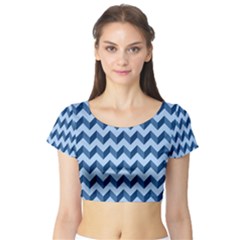 Modern Retro Chevron Patchwork Pattern Short Sleeve Crop Top by GardenOfOphir