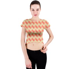 Modern Retro Chevron Patchwork Pattern Crew Neck Crop Top by GardenOfOphir