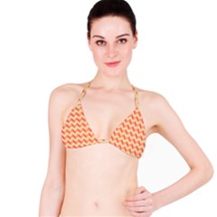 Modern Retro Chevron Patchwork Pattern Bikini Tops by GardenOfOphir