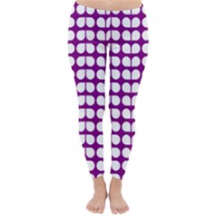 Purple And White Leaf Pattern Winter Leggings by GardenOfOphir