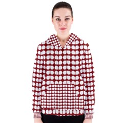 Red And White Leaf Pattern Women s Zipper Hoodies by GardenOfOphir