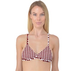 Red And White Leaf Pattern Reversible Tri Bikini Tops by GardenOfOphir