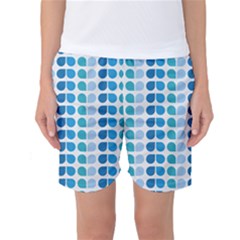 Blue Green Leaf Pattern Women s Basketball Shorts by GardenOfOphir