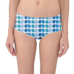 Blue Green Leaf Pattern Mid-waist Bikini Bottoms by GardenOfOphir