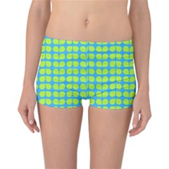 Blue Lime Leaf Pattern Reversible Boyleg Bikini Bottoms by GardenOfOphir