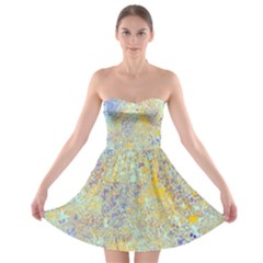 Abstract Earth Tones With Blue  Strapless Bra Top Dress by digitaldivadesigns