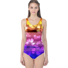 Lovely Hearts, Bokeh Women s One Piece Swimsuits by ImpressiveMoments