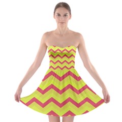 Chevron Yellow Pink Strapless Bra Top Dress by ImpressiveMoments