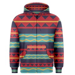 Rhombus And Waves Chains Pattern Men s Zipper Hoodie by LalyLauraFLM