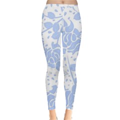 Floral Wallpaper Blue Women s Leggings by ImpressiveMoments