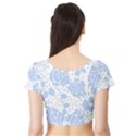 Floral Wallpaper Blue Short Sleeve Crop Top View2