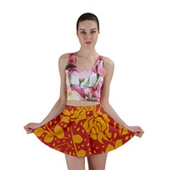 Floral Wallpaper Hot Red Mini Skirts by ImpressiveMoments