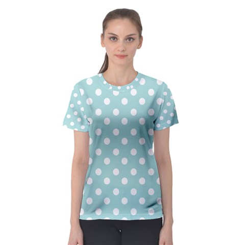 Blue And White Polka Dots Women s Sport Mesh Tees by creativemom