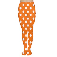 Orange And White Polka Dots Women s Tights by creativemom