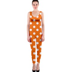 Orange And White Polka Dots Onepiece Catsuits by creativemom