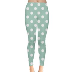 Light Blue And White Polka Dots Women s Leggings by GardenOfOphir