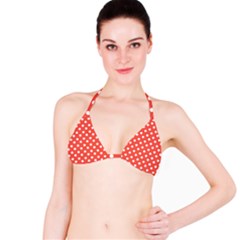 Indian Red Polka Dots Bikini Tops by GardenOfOphir