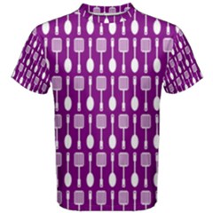 Magenta Spatula Spoon Pattern Men s Cotton Tees by GardenOfOphir