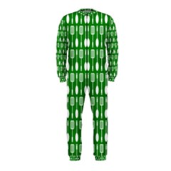 Green And White Kitchen Utensils Pattern Onepiece Jumpsuit (kids) by GardenOfOphir