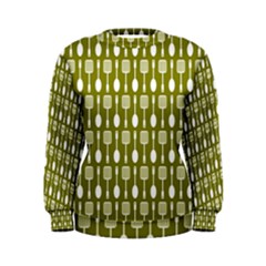 Olive Green Spatula Spoon Pattern Women s Sweatshirts by creativemom