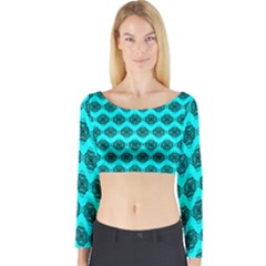 Abstract Knot Geometric Tile Pattern Long Sleeve Crop Top by GardenOfOphir